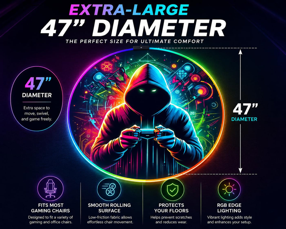 RGB Gaming Chair Mat – 47" Round