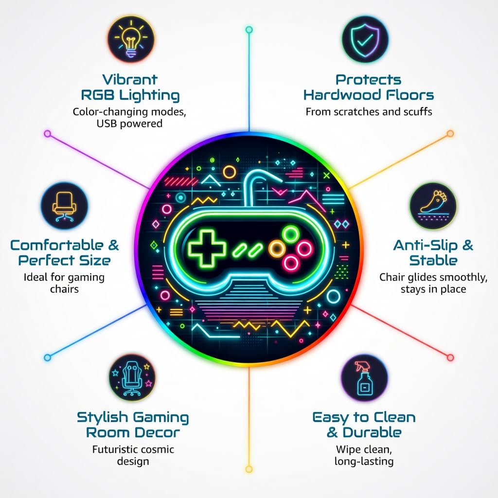 RGB Gaming Chair Mat – 47" Round