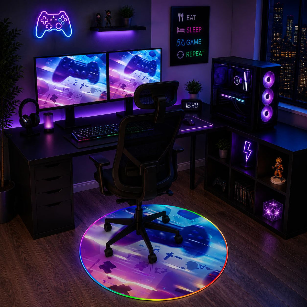 RGB Gaming Chair Mat – 47" Round
