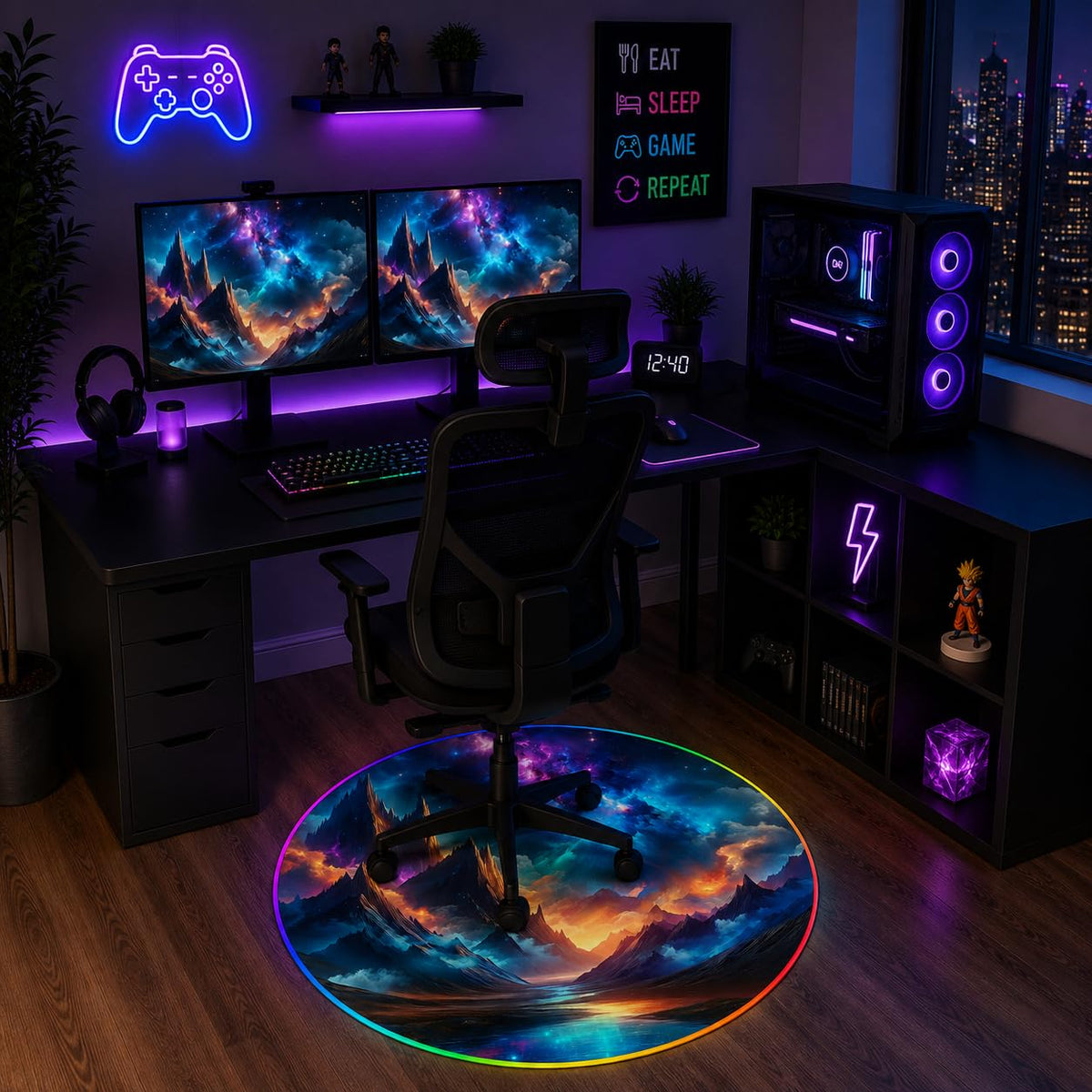 RGB Gaming Chair Mat – 47" Round
