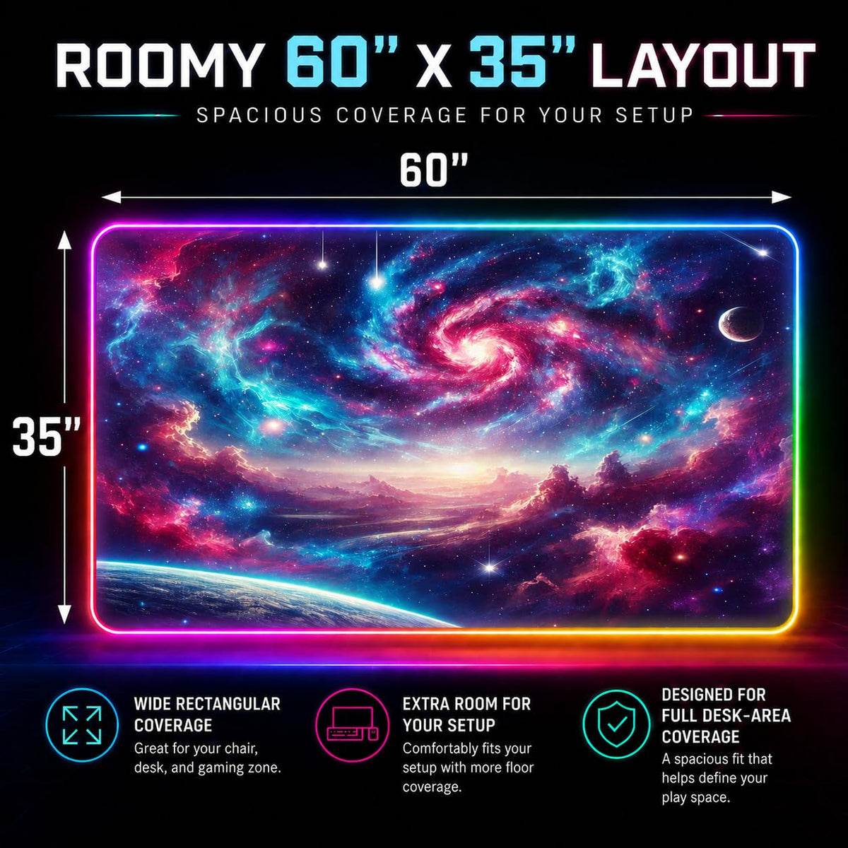 RGB Gaming Rug – 60" × 35"