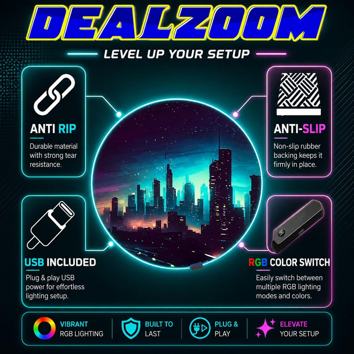 RGB Gaming Chair Mat – 47" Round