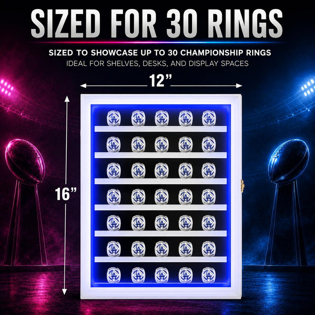 LED Championship Ring Display Case
