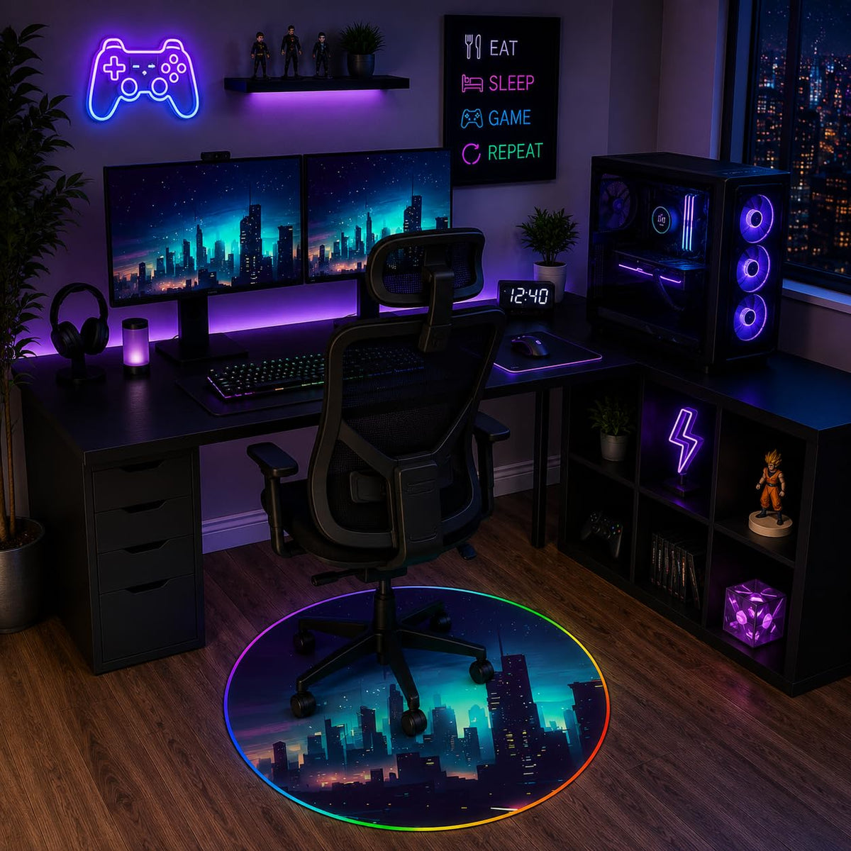 RGB Gaming Chair Mat – 47" Round