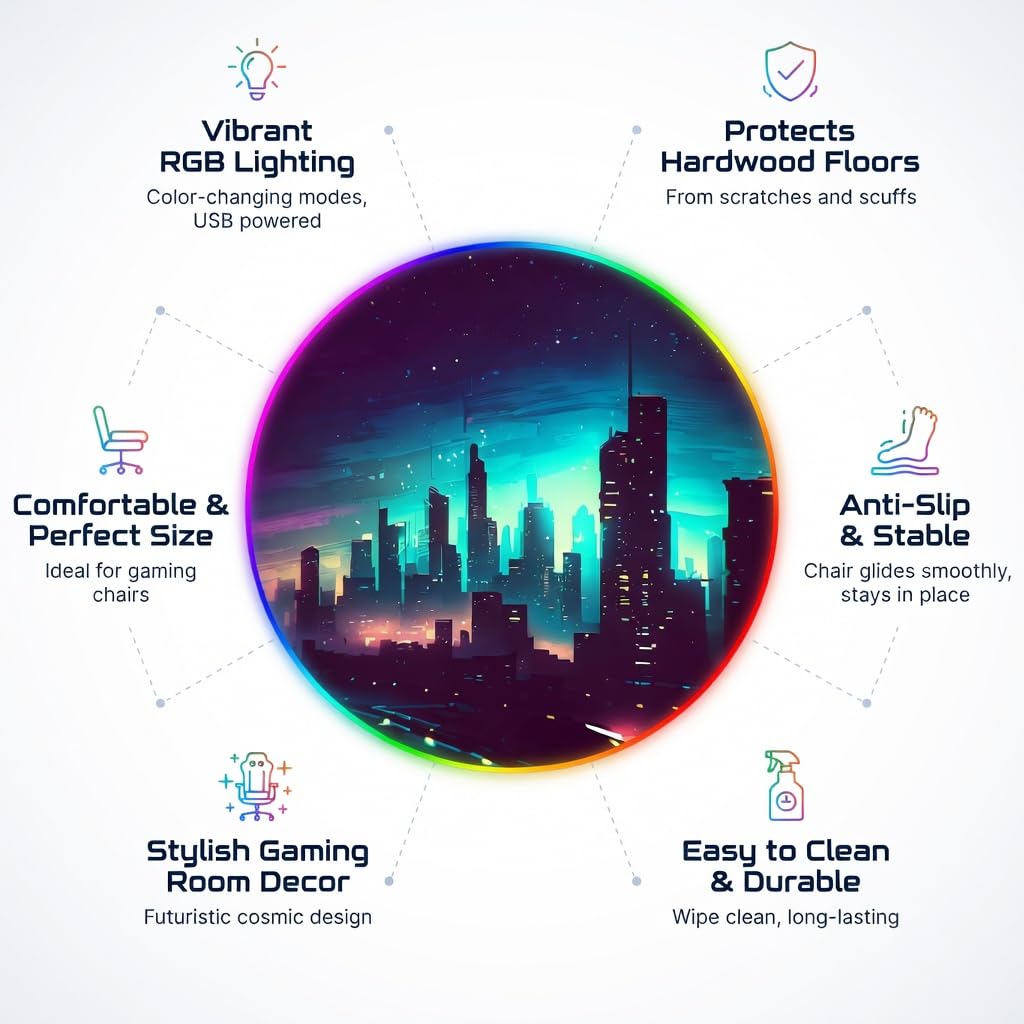 RGB Gaming Chair Mat – 47" Round