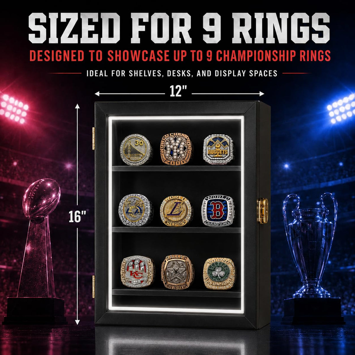 LED Championship Ring Display Case