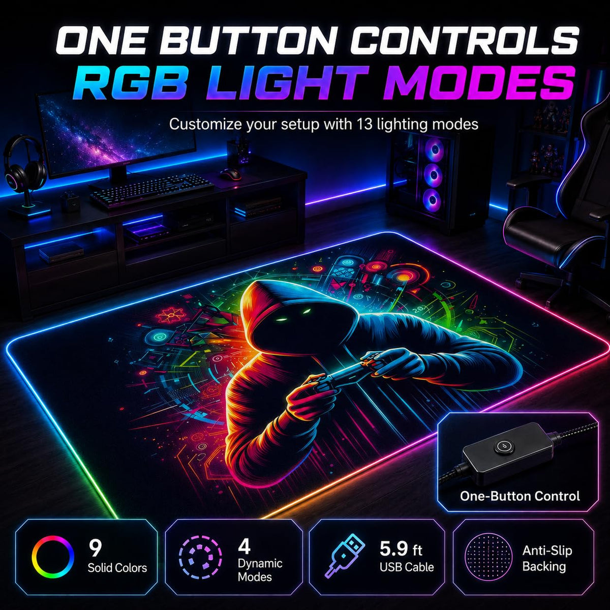 RGB Gaming Rug – 60" × 35"