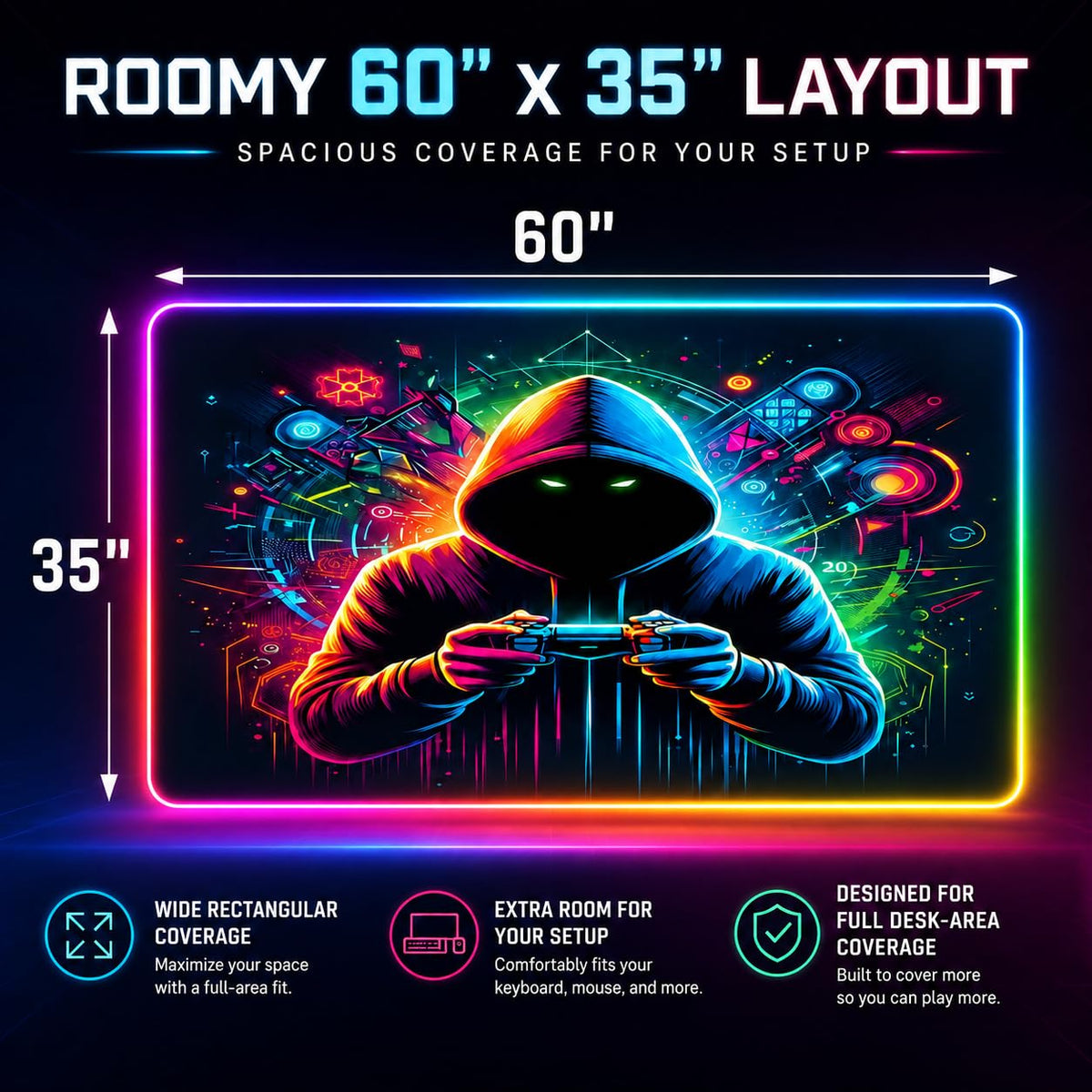 RGB Gaming Rug – 60" × 35"