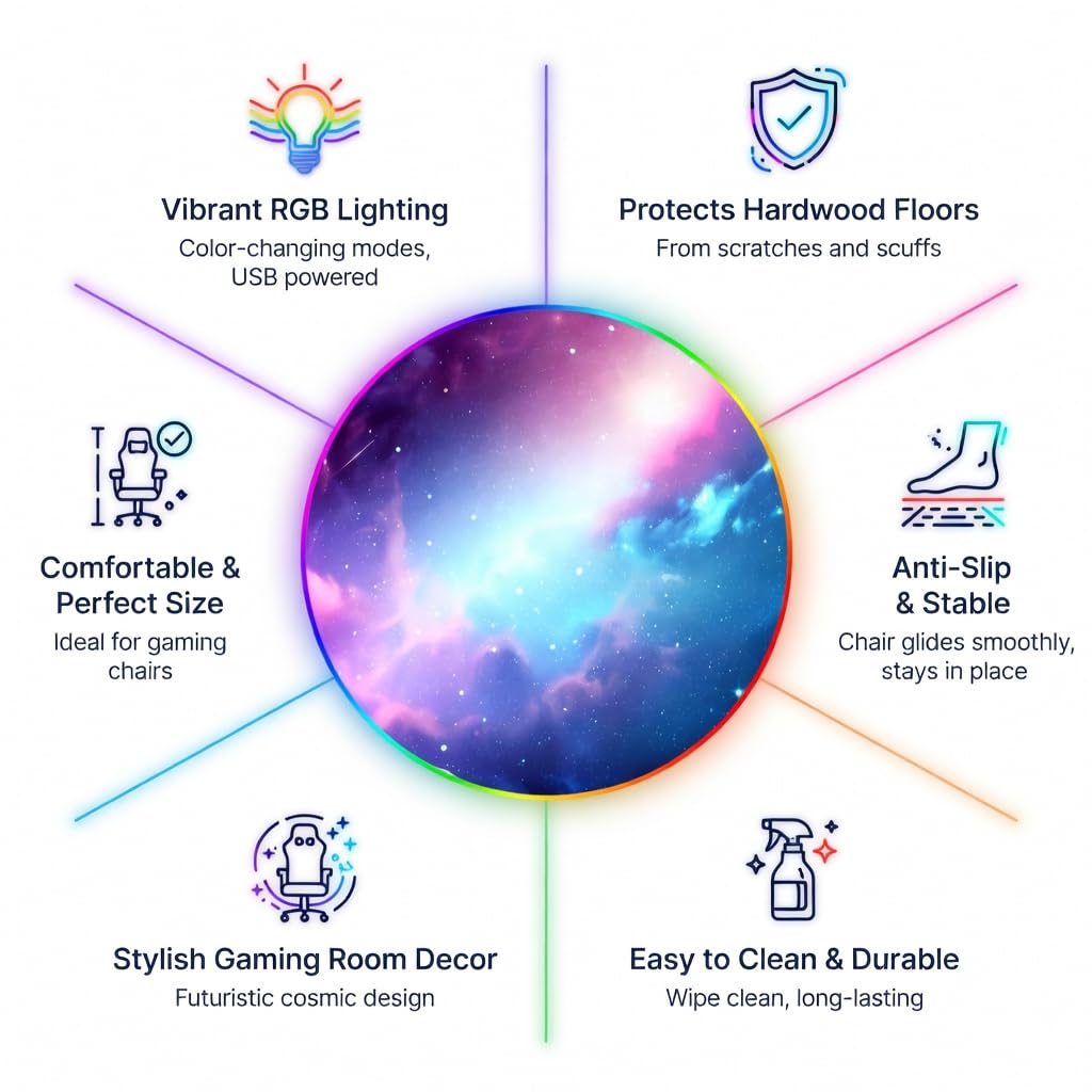 RGB Gaming Chair Mat – 47" Round