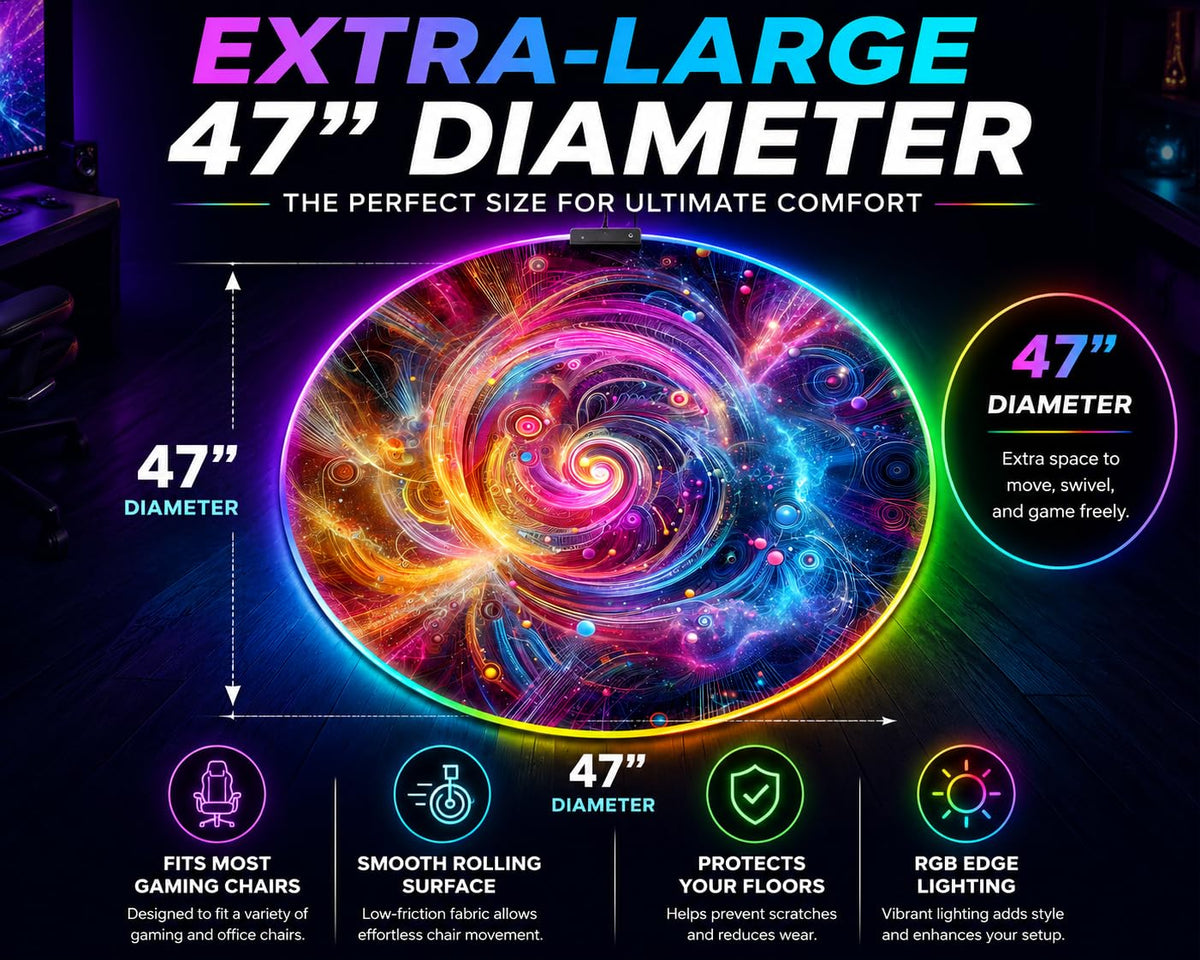 RGB Gaming Chair Mat – 47" Round