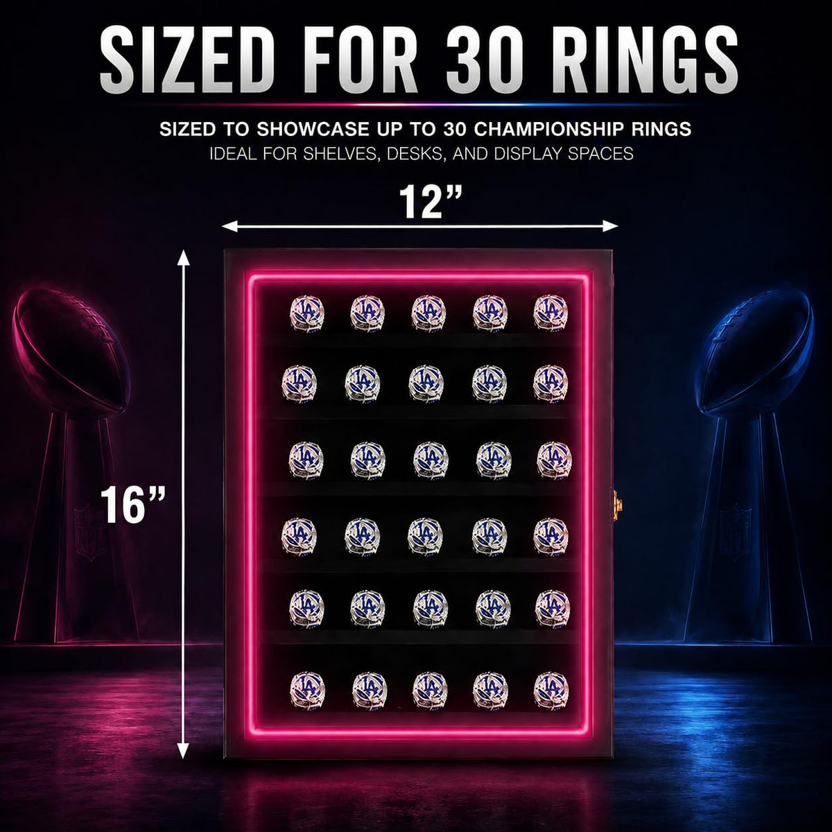LED Championship Ring Display Case