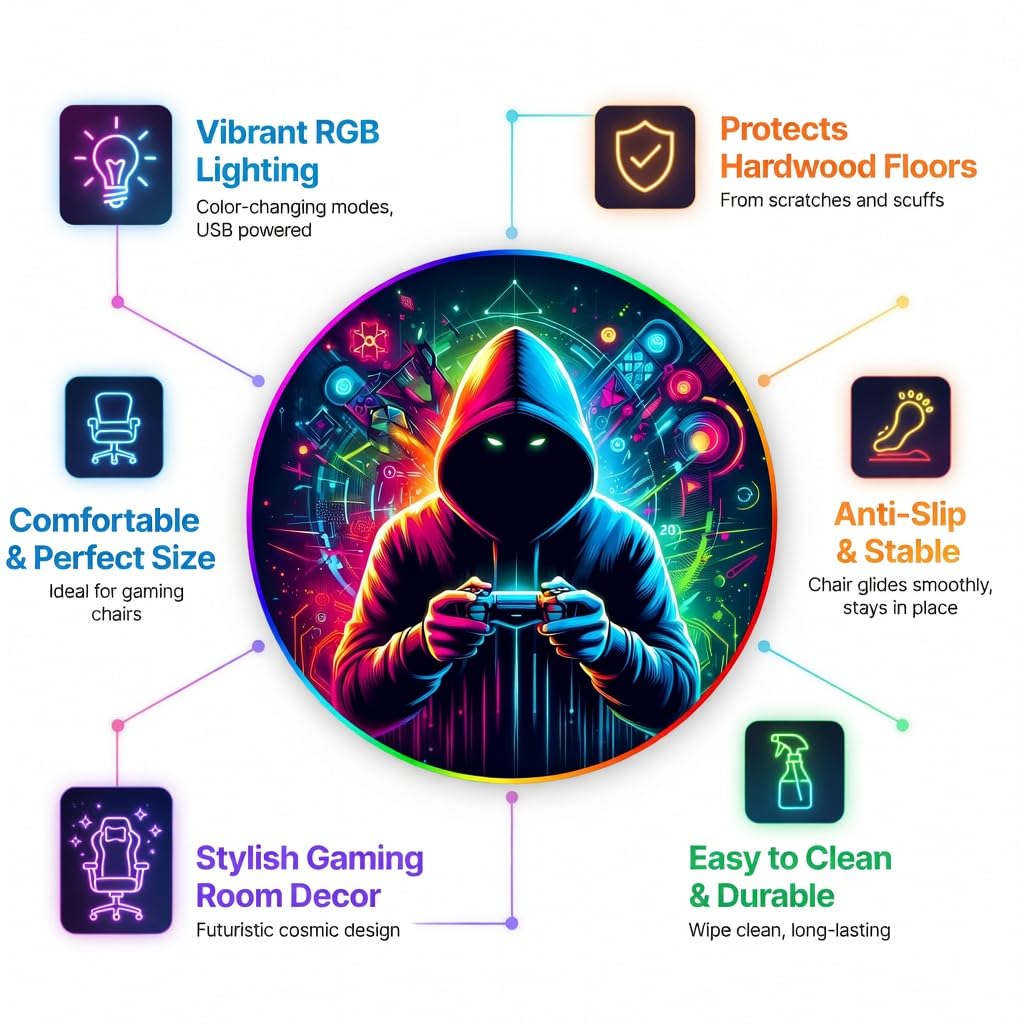 RGB Gaming Chair Mat – 47" Round