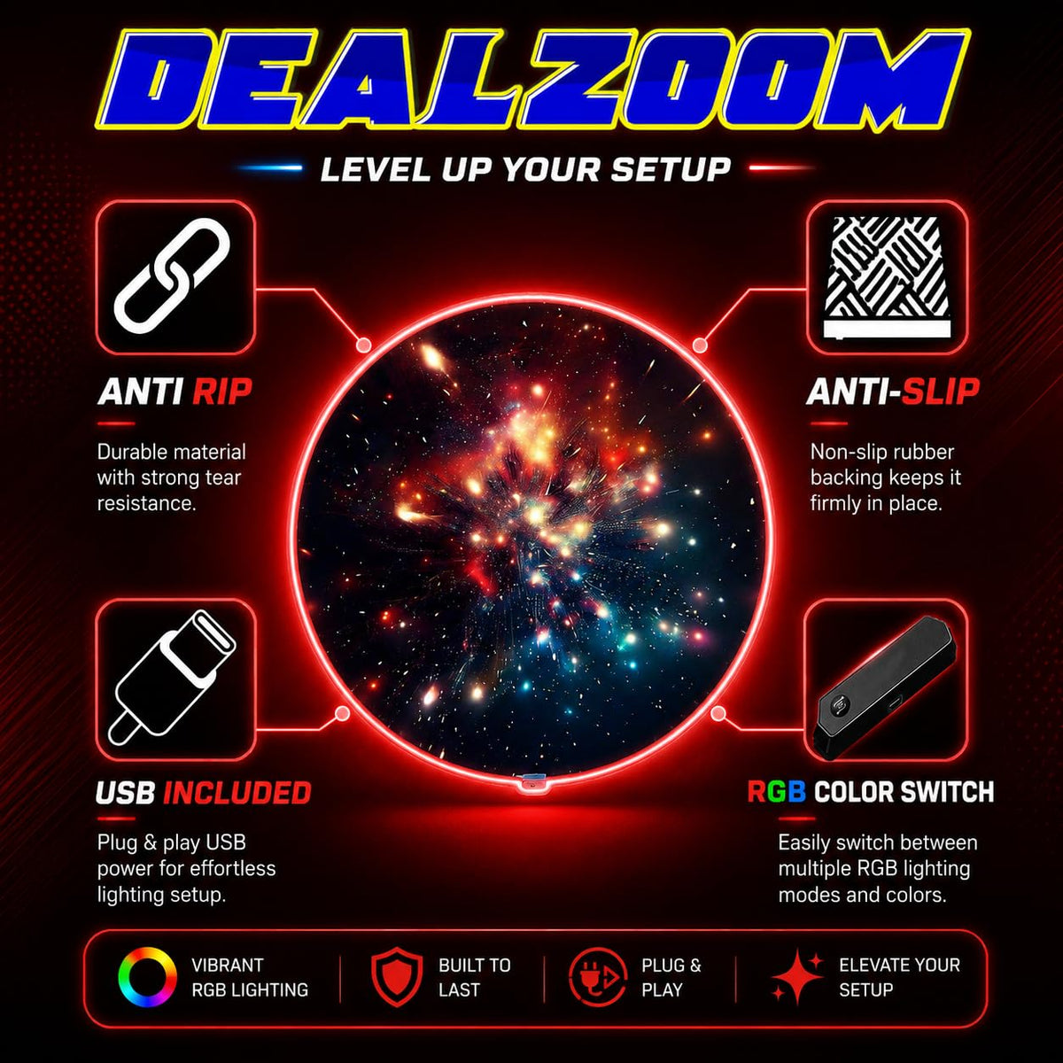 RGB Gaming Chair Mat – 47" Round