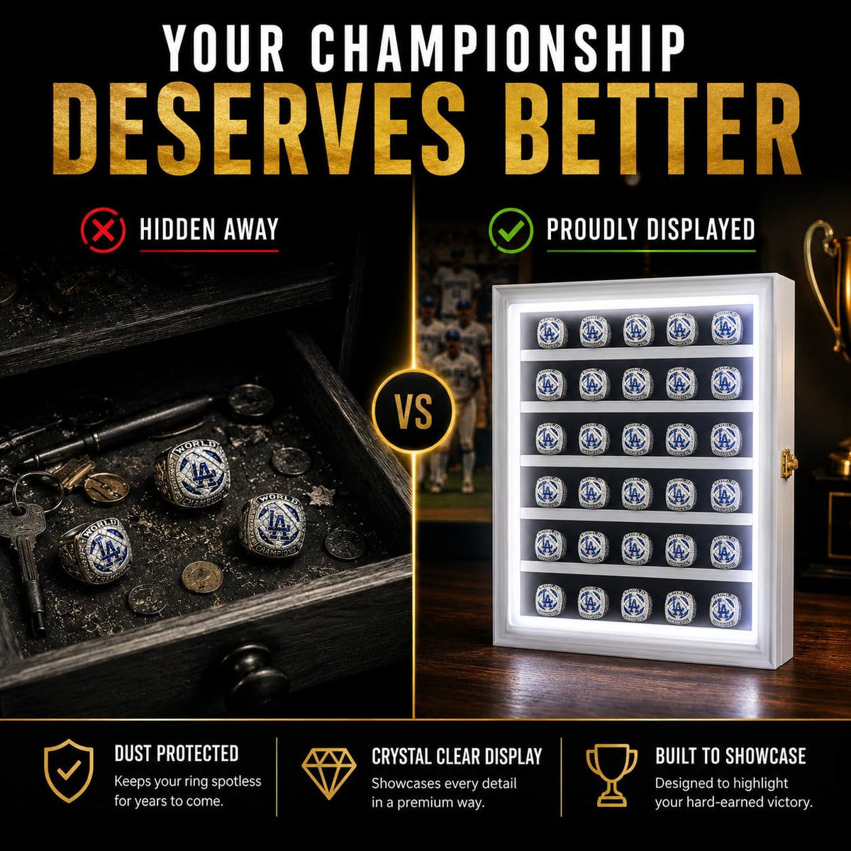 LED Championship Ring Display Case