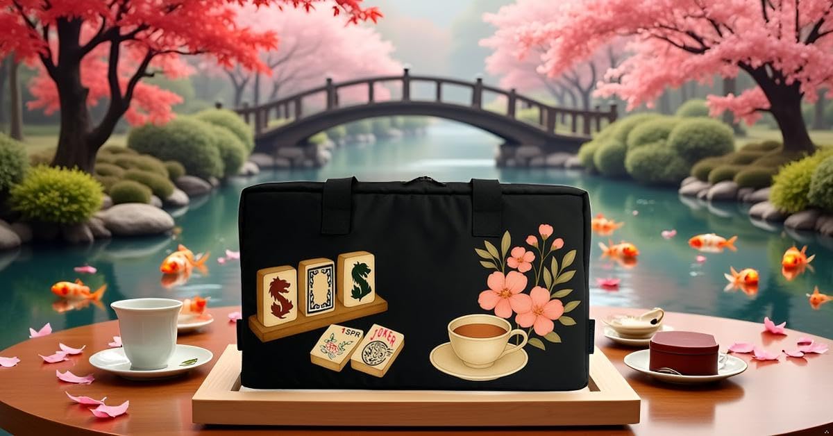 American Mahjong Set, Full Game with 166 Mahjong Tiles, Mahjong Racks with Pushers, Instructions, Dice, Chips, Wind Indicator