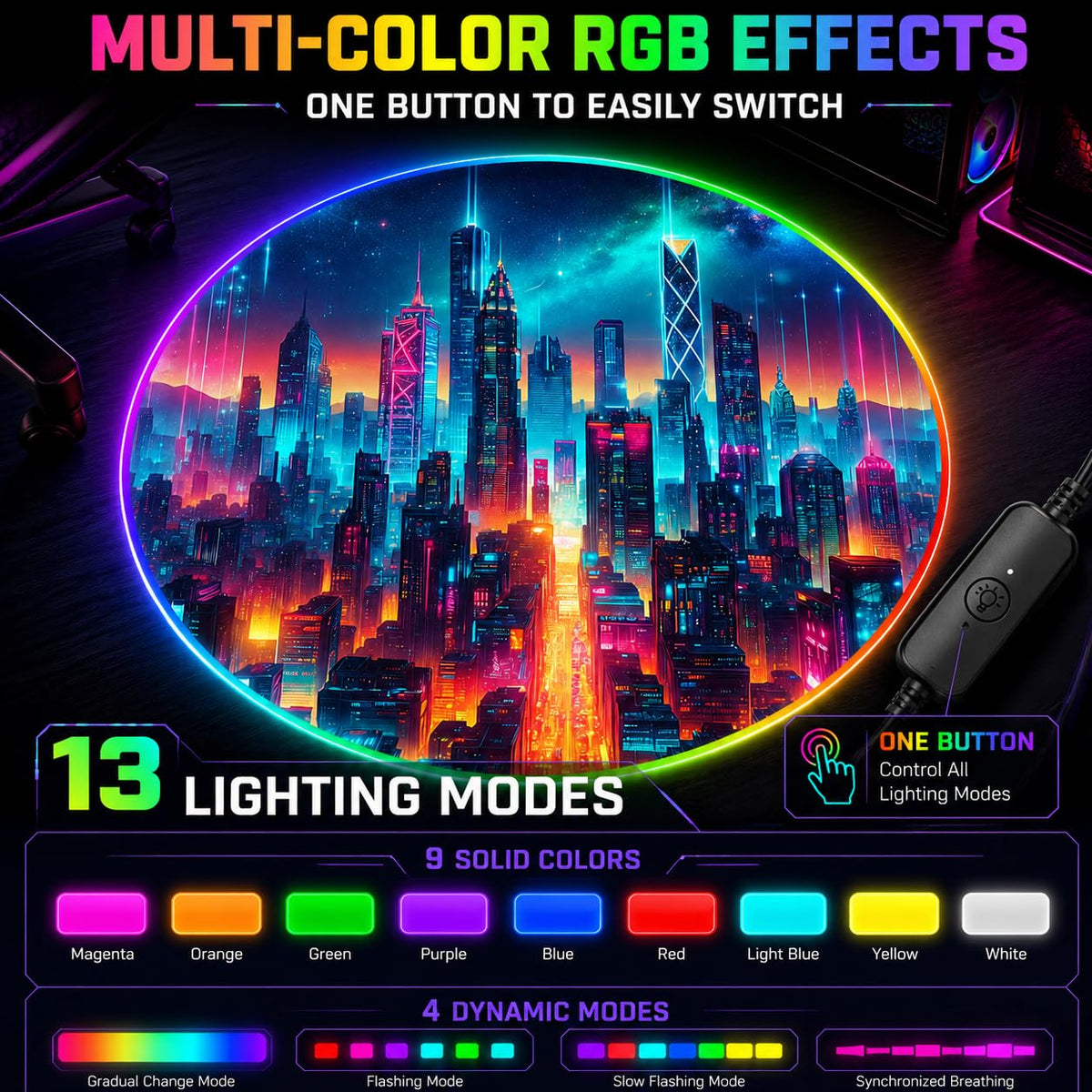 RGB Gaming Chair Mat – 47" Round
