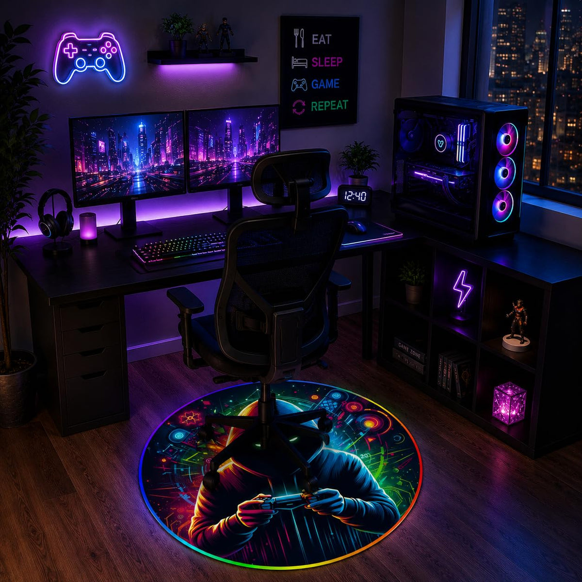 RGB Gaming Chair Mat – 47" Round