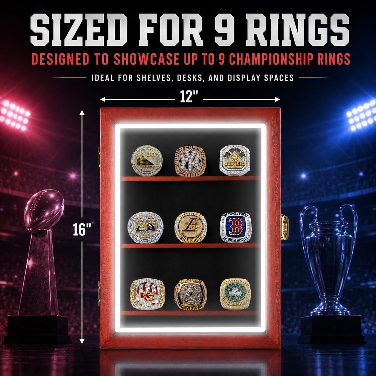 LED Championship Ring Display Case