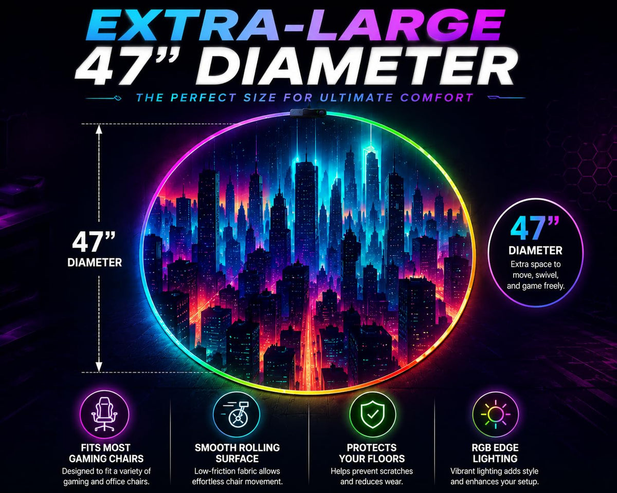 RGB Gaming Chair Mat – 47" Round