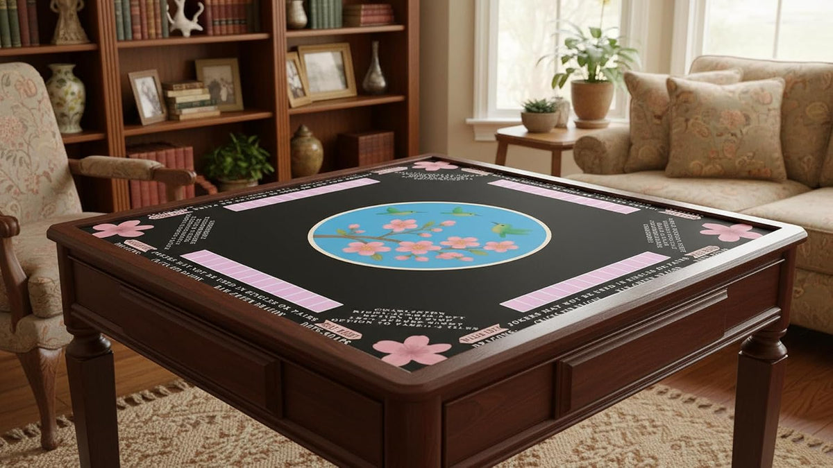 American Mahjong Mat with Printed Rules – 33" × 33"