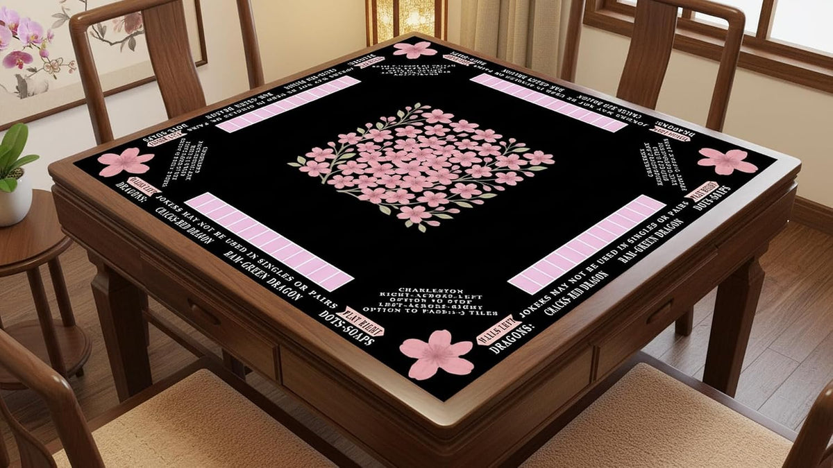 American Mahjong Mat with Printed Rules – 33" × 33"