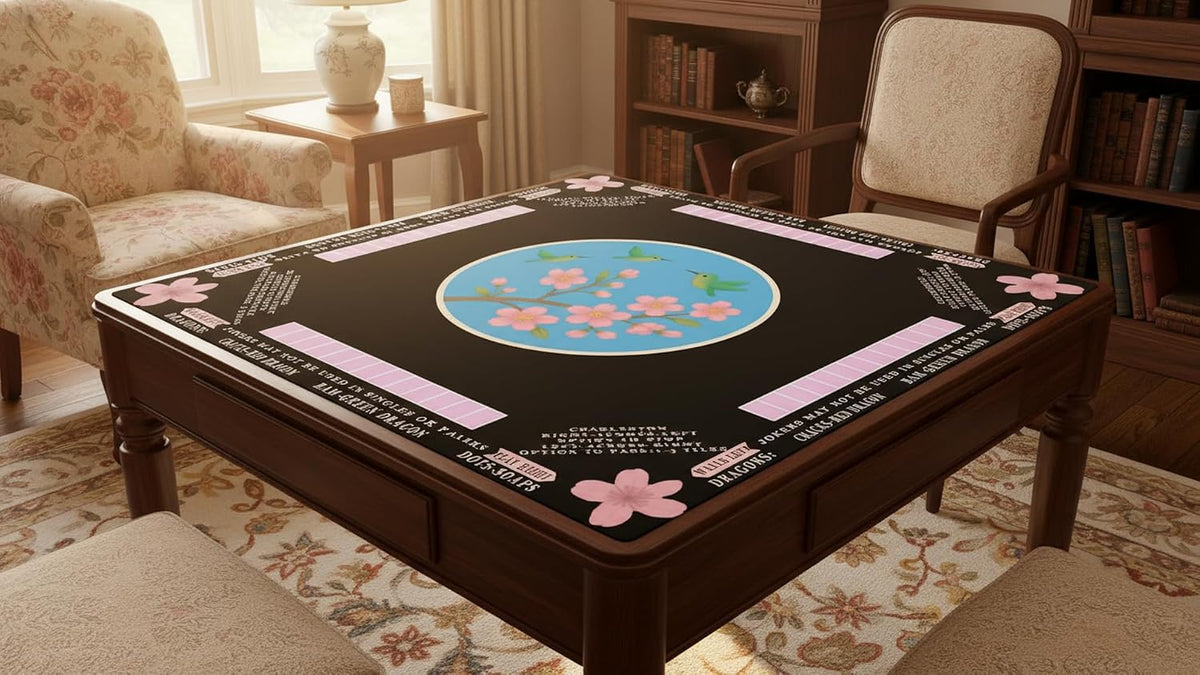 American Mahjong Mat with Printed Rules – 33" × 33"