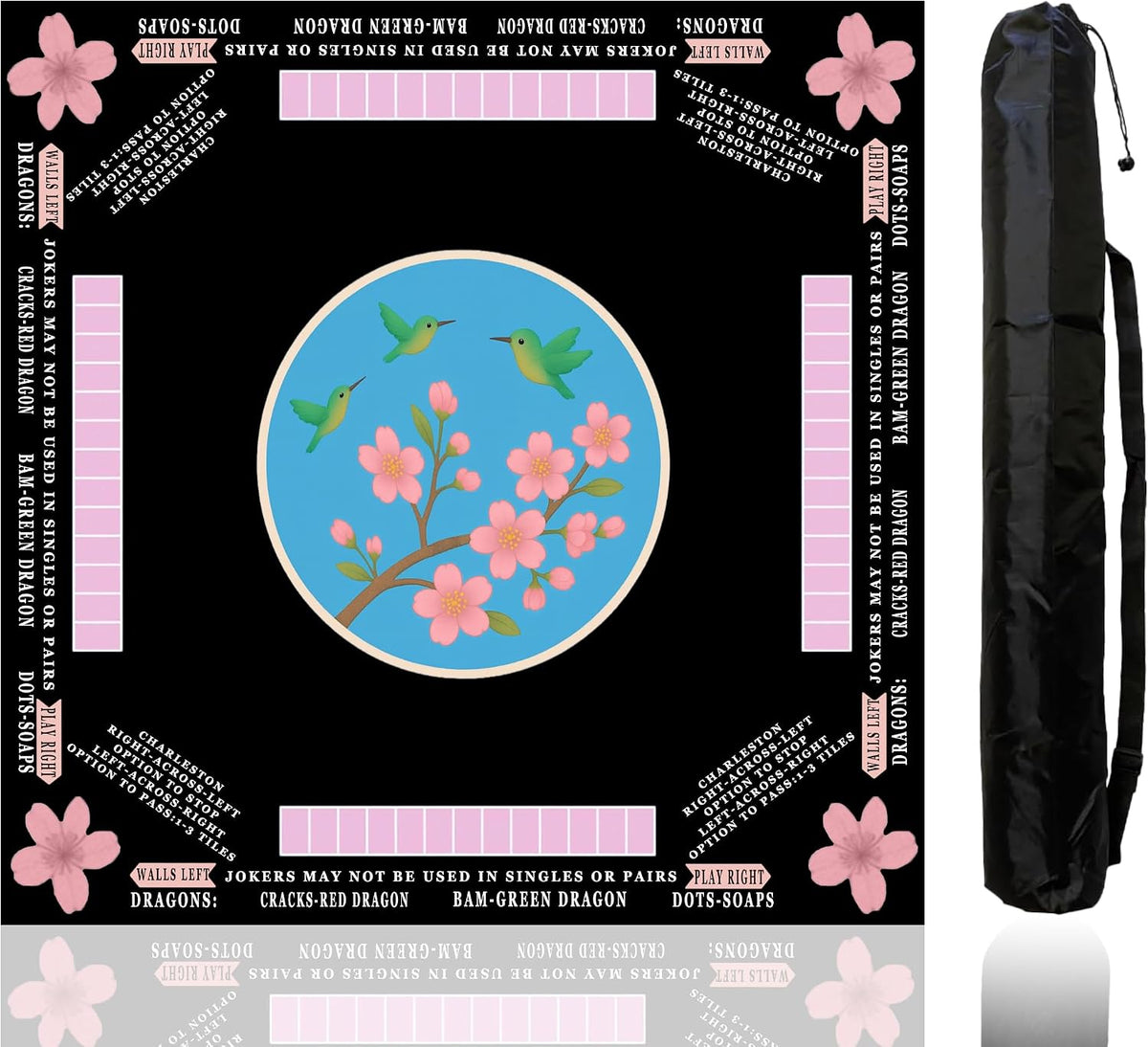 American Mahjong Mat with Printed Rules – 33" × 33"