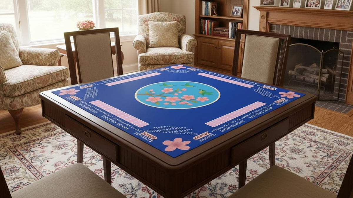American Mahjong Mat with Printed Rules – 33" × 33"