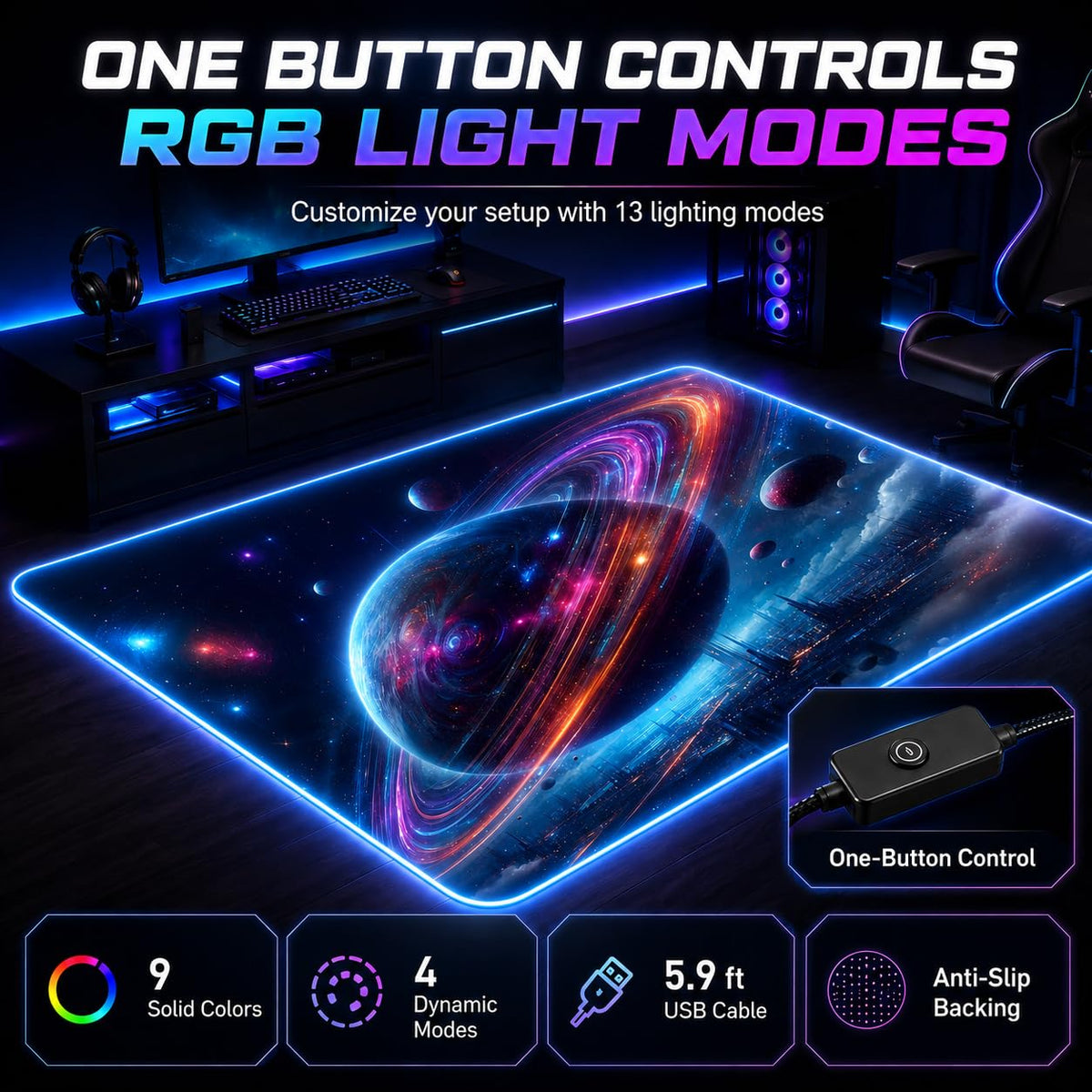 RGB Gaming Rug – 60" × 35"