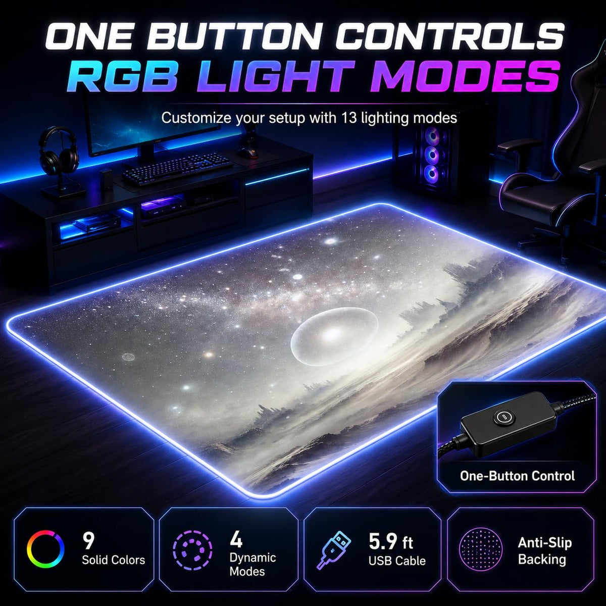 RGB Gaming Rug – 60" × 35"