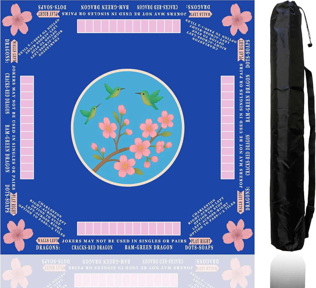 American Mahjong Mat with Printed Rules – 33" × 33"