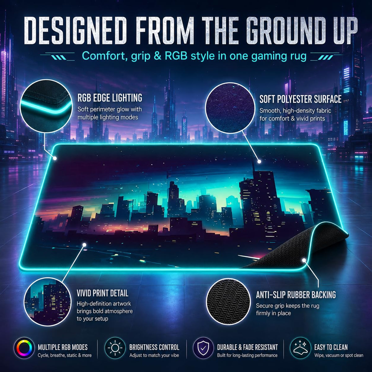 RGB Gaming Rug – 60" × 35"