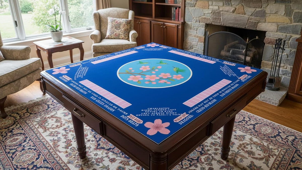 American Mahjong Mat with Printed Rules – 33" × 33"