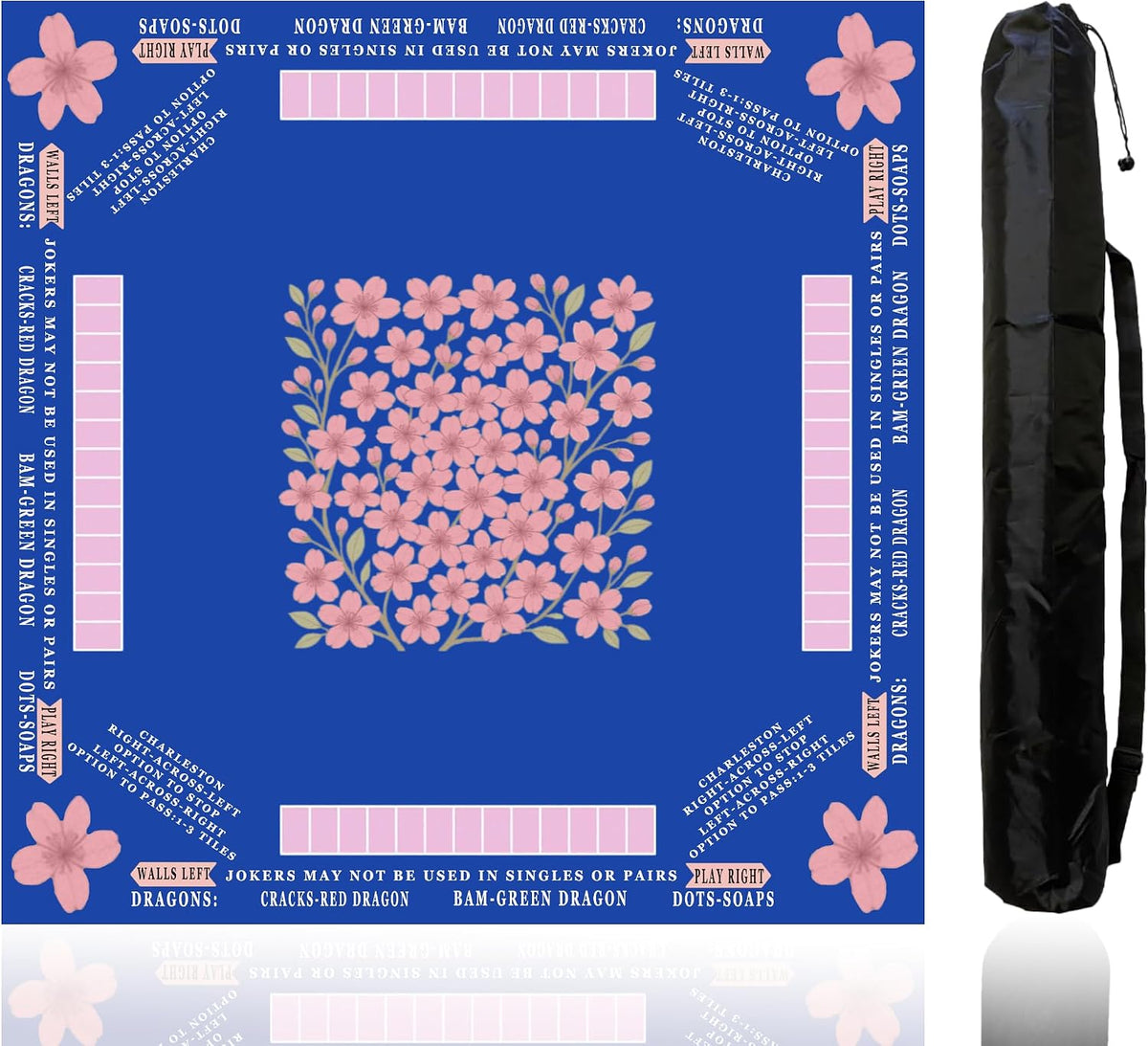 American Mahjong Mat with Printed Rules – 33" × 33"