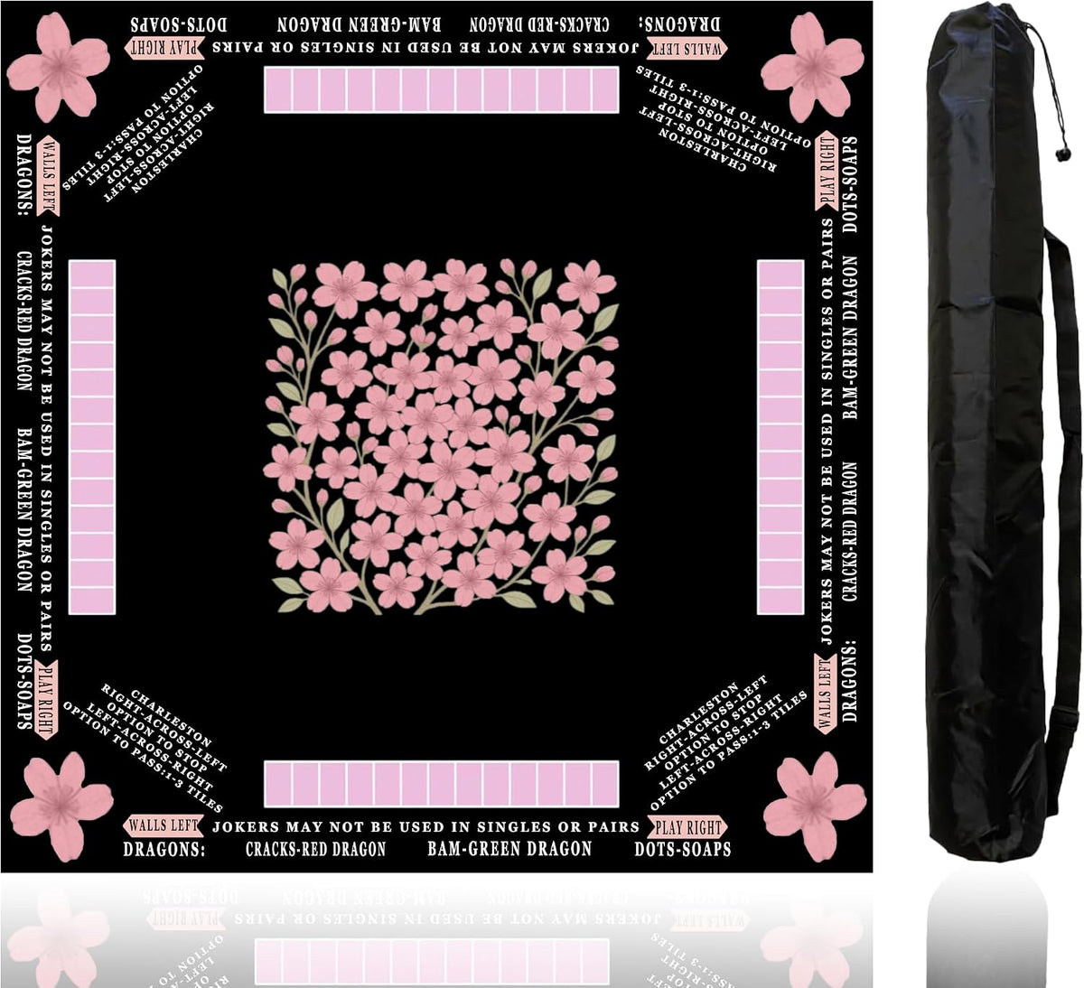American Mahjong Mat with Printed Rules – 33" × 33"