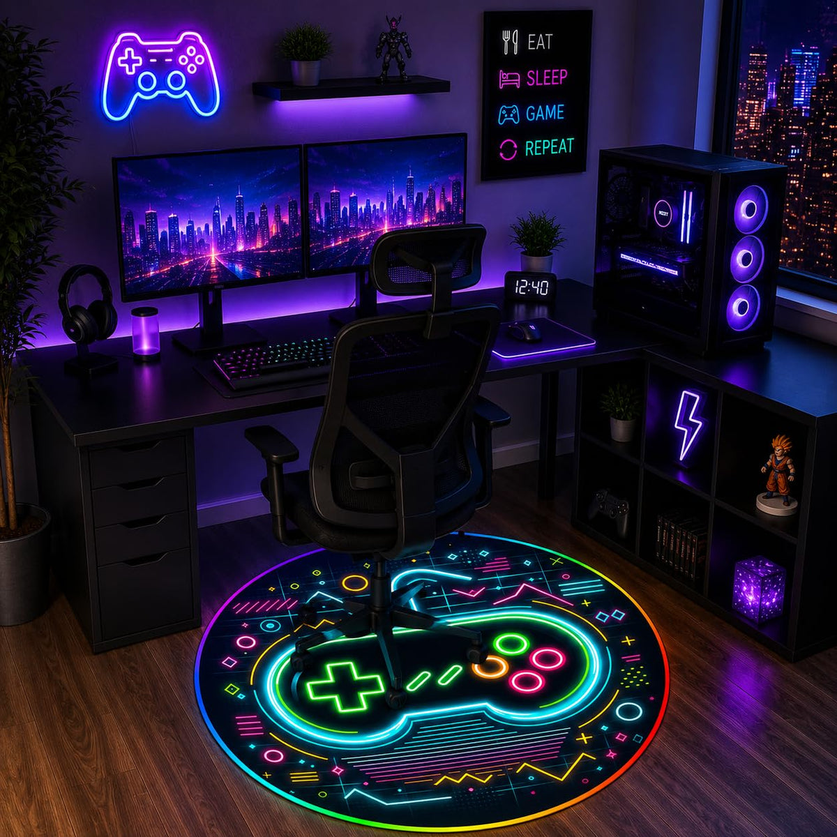 RGB Gaming Chair Mat – 47" Round
