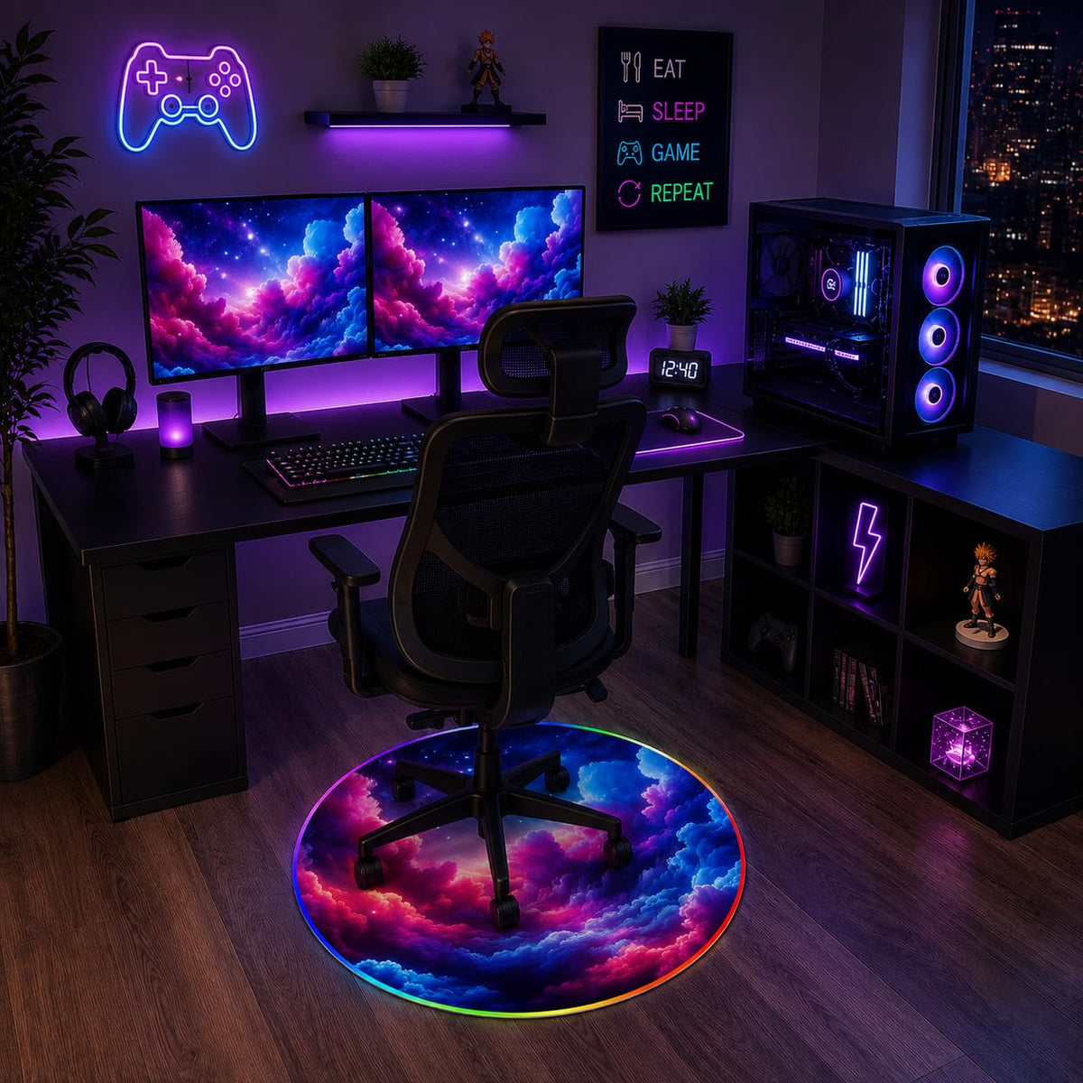 RGB Gaming Chair Mat – 47" Round