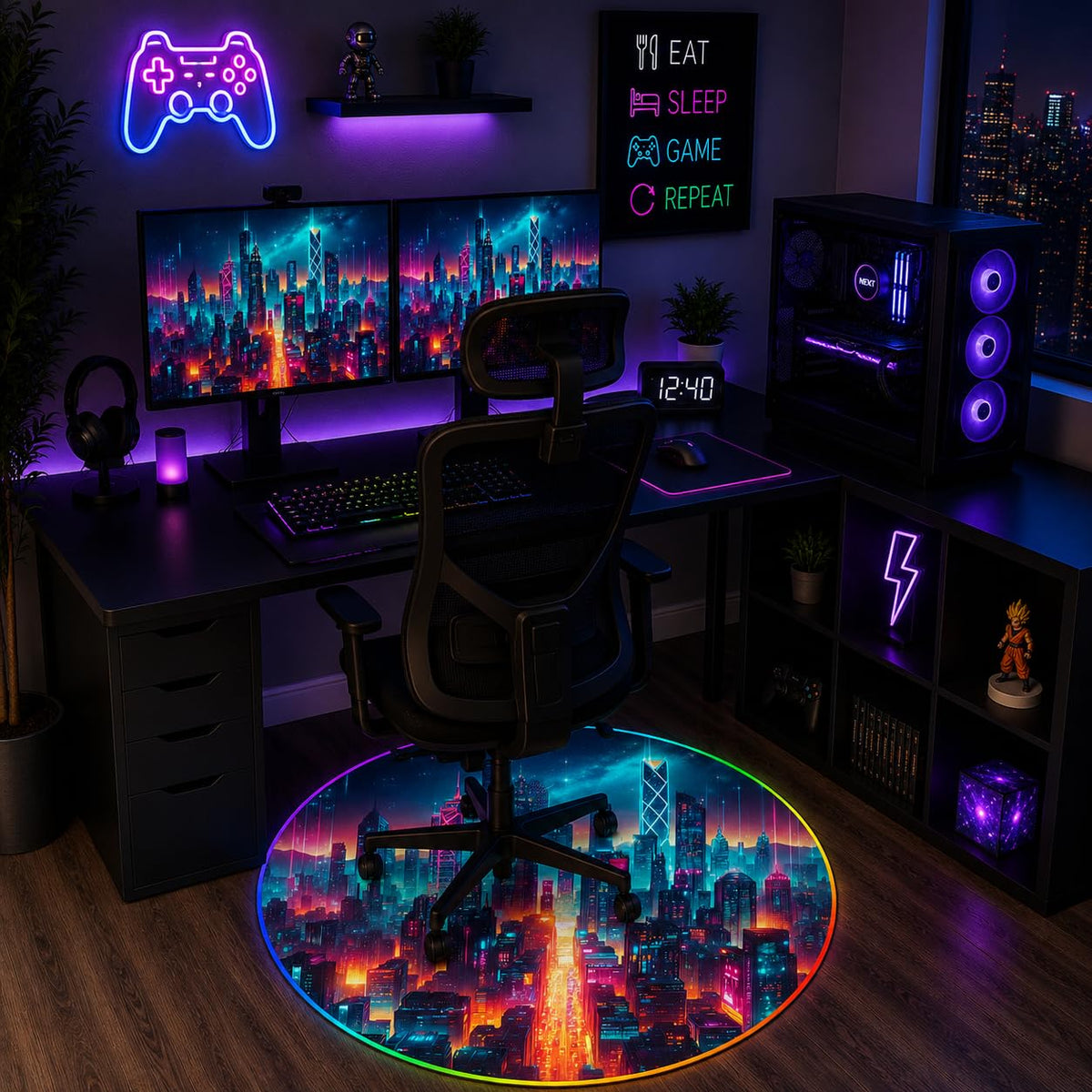 RGB Gaming Chair Mat – 47" Round