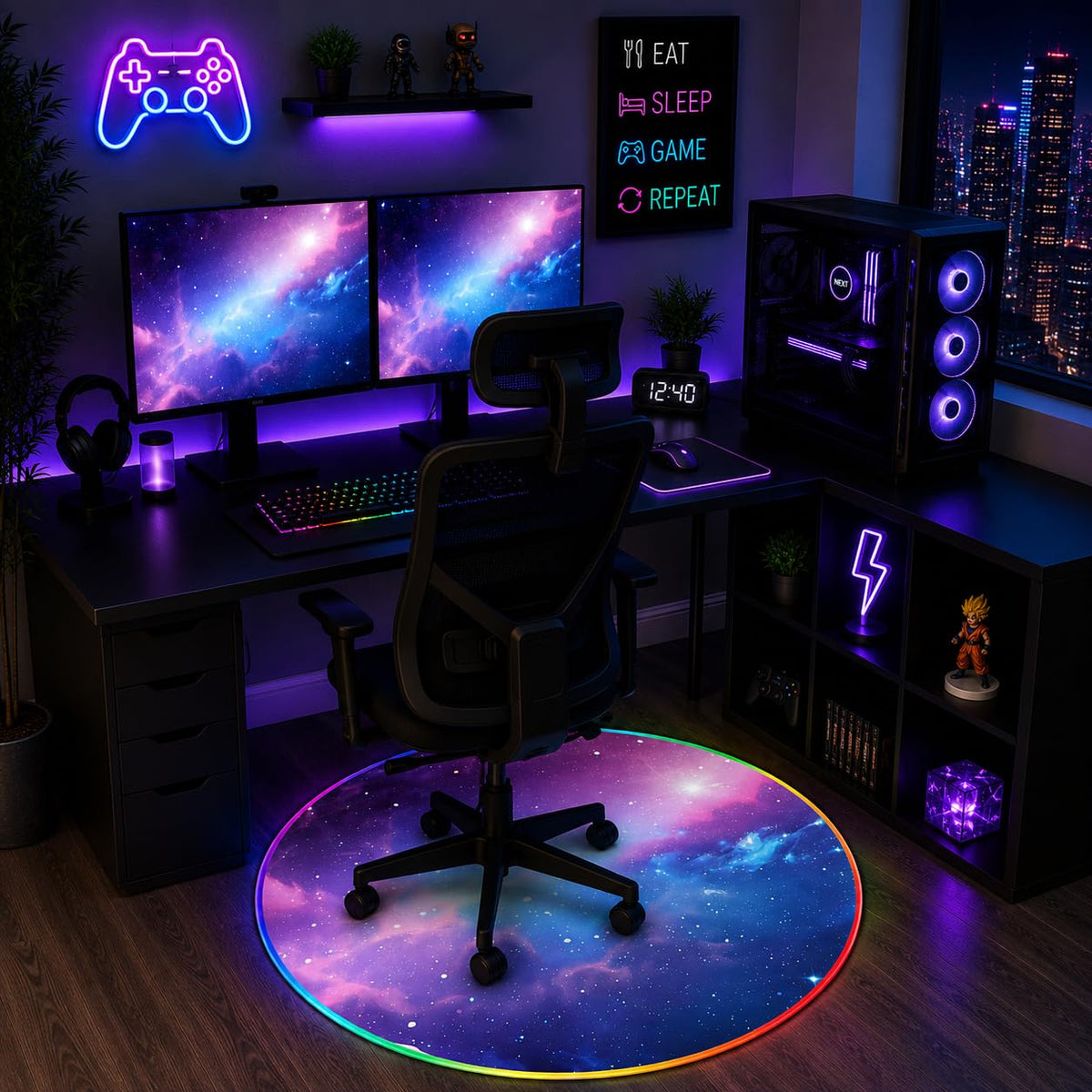 RGB Gaming Chair Mat – 47" Round