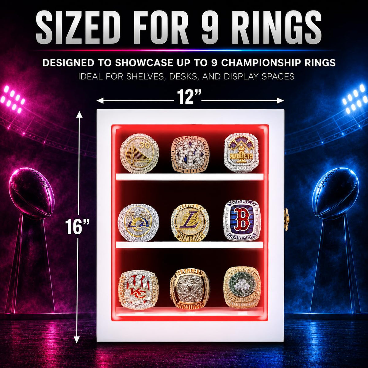 LED Championship Ring Display Case