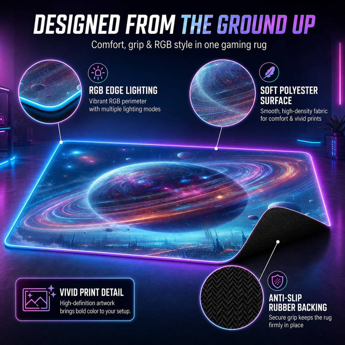 RGB Gaming Rug – 60" × 35"