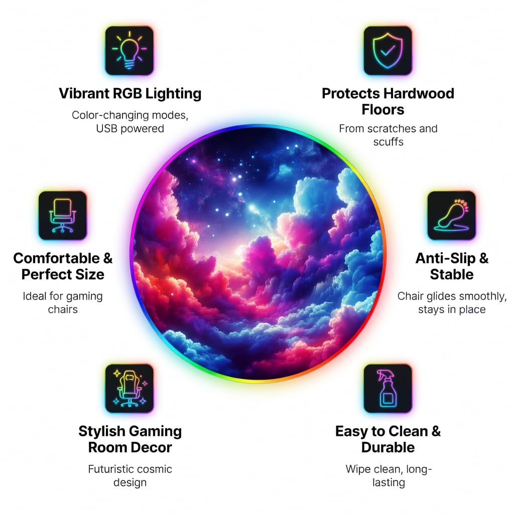 RGB Gaming Chair Mat – 47" Round