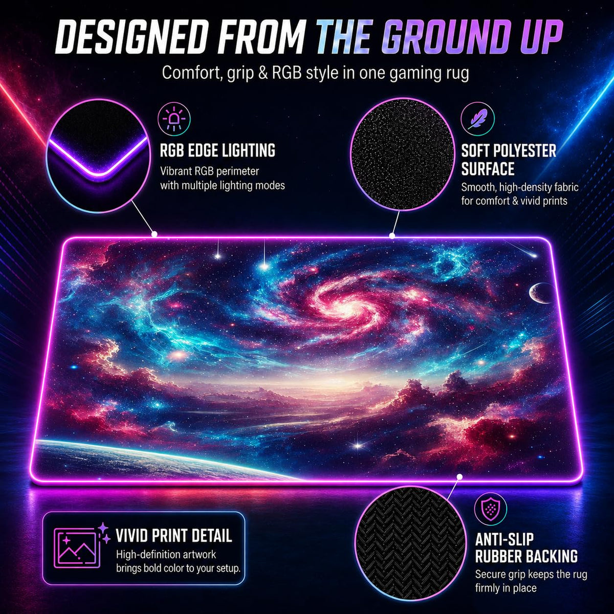RGB Gaming Rug – 60" × 35"