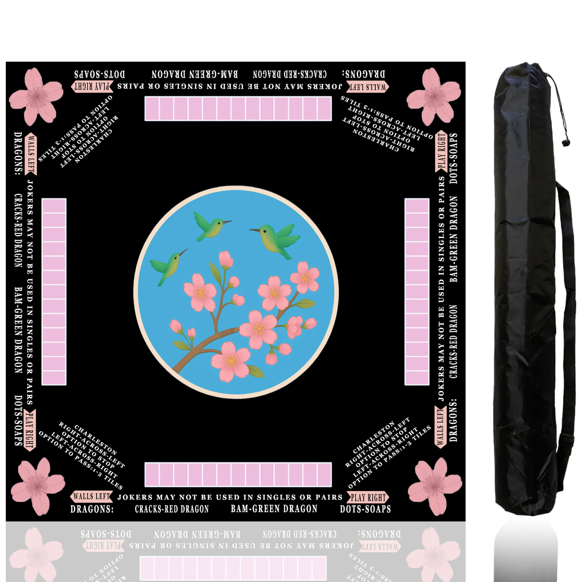 American Mahjong Mat with Printed Rules – 33" × 33"