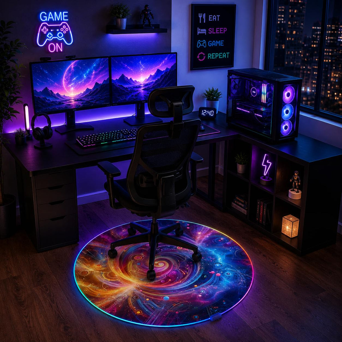 RGB Gaming Chair Mat – 47" Round