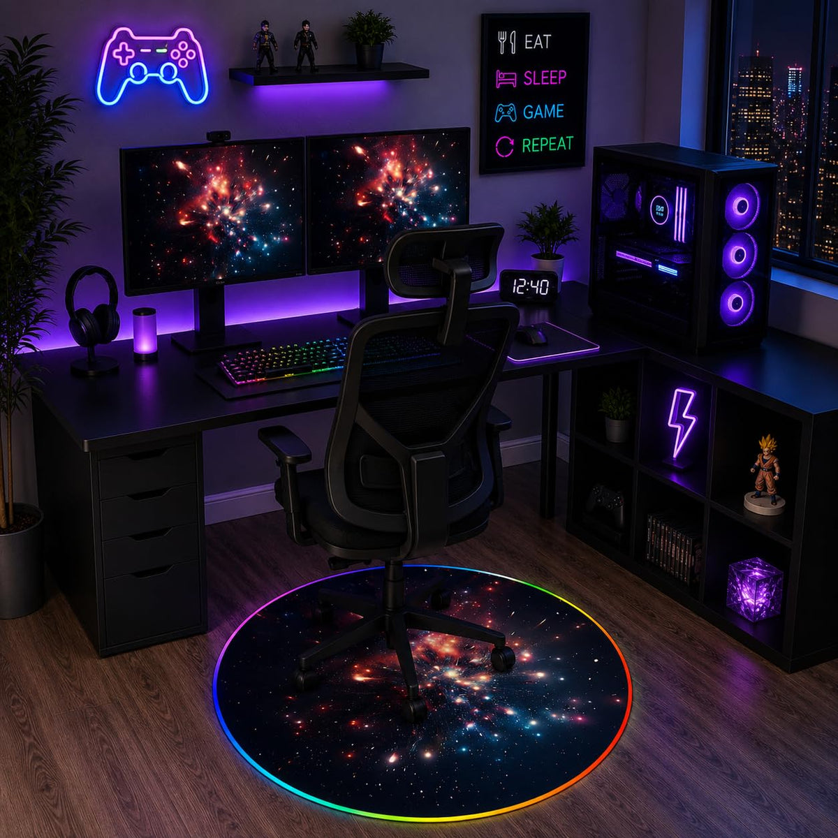 RGB Gaming Chair Mat – 47" Round
