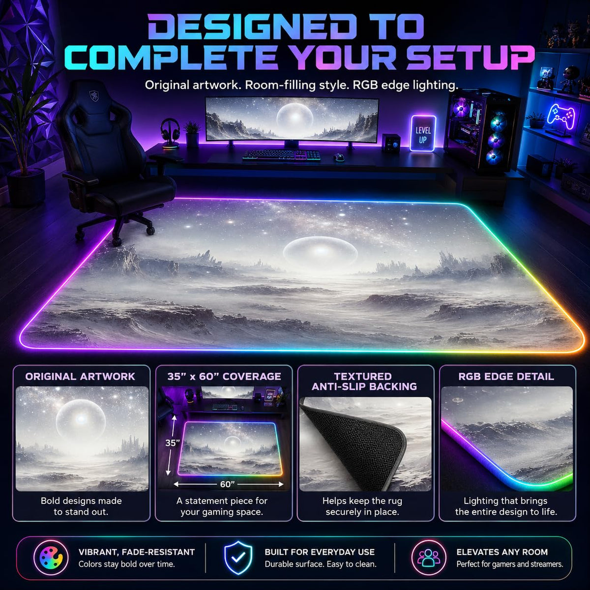 RGB Gaming Rug – 60" × 35"