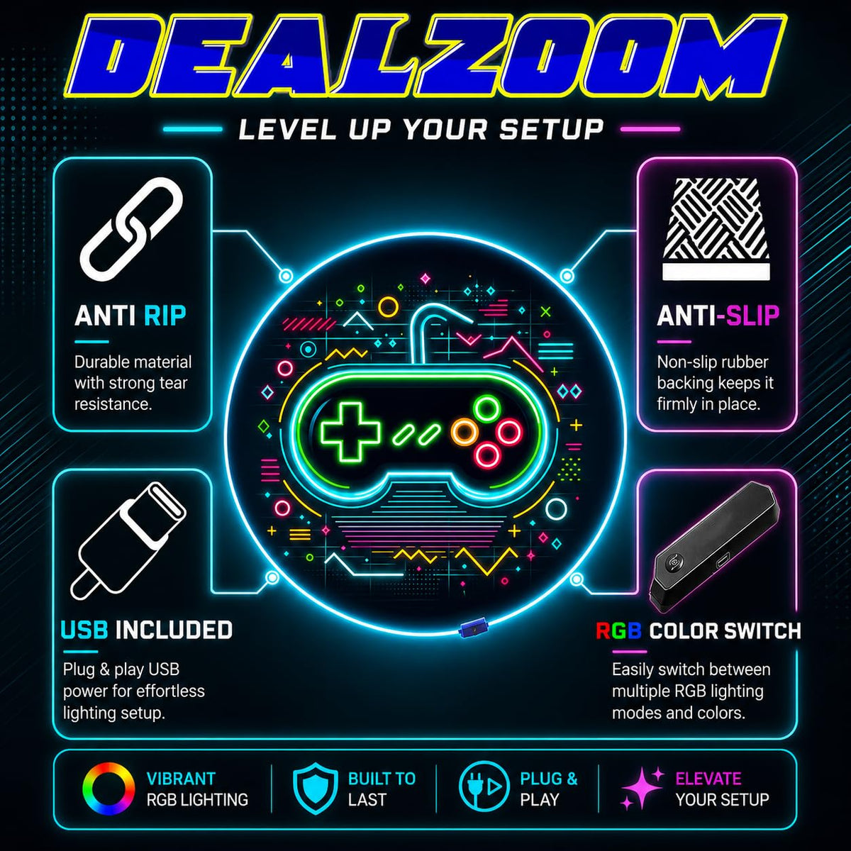 RGB Gaming Chair Mat – 47" Round