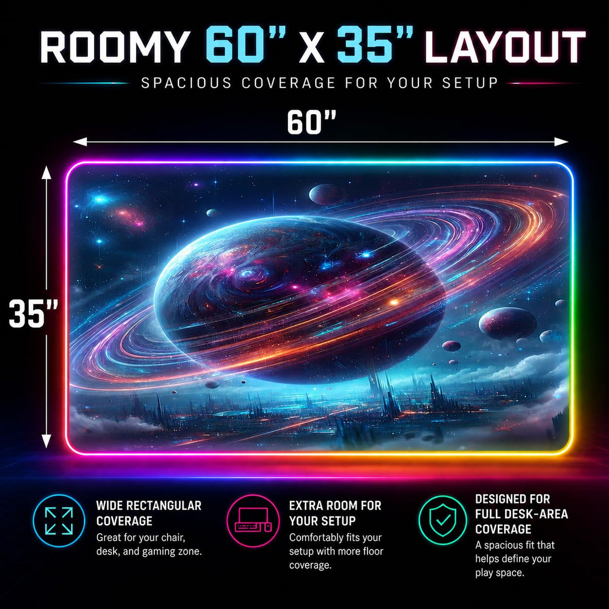 RGB Gaming Rug – 60" × 35"