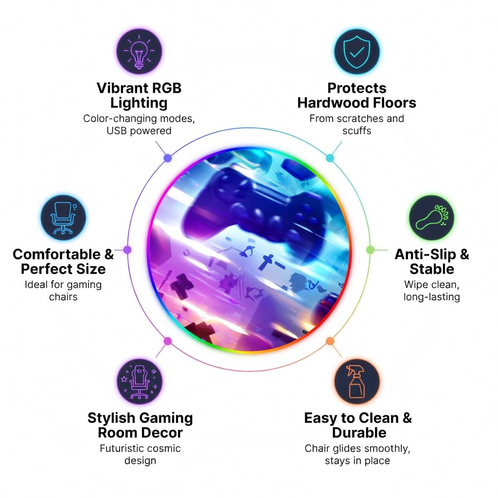 RGB Gaming Chair Mat – 47" Round